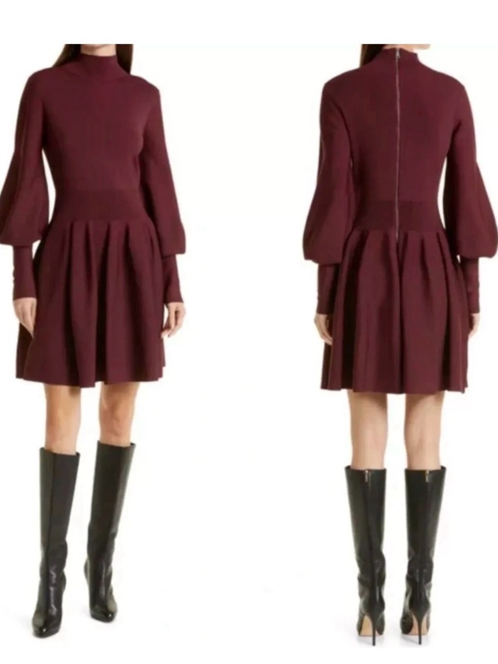Ted Baker London Naydine Baloon Sleeve Fitted Skater Dress Red Size 5